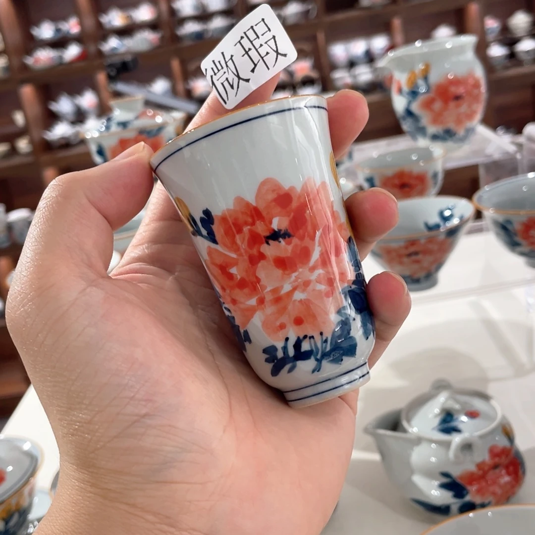 釉下手绘茶具微瑕