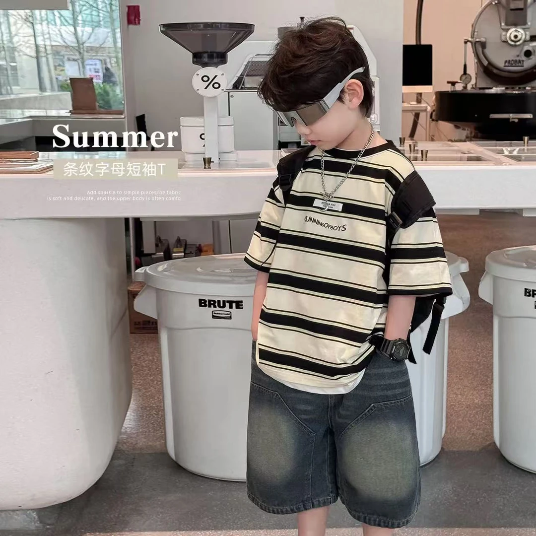 summer儿童夏季宽松短袖t恤男童洋气打底衫宝宝夏装洋气半袖上衣