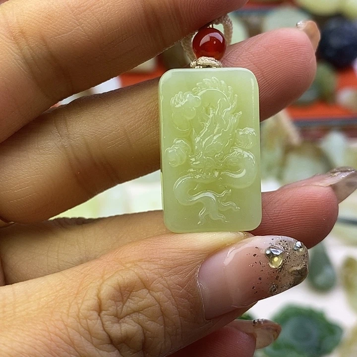 和田玉未镶嵌颈饰福利黄口龙牌吊坠