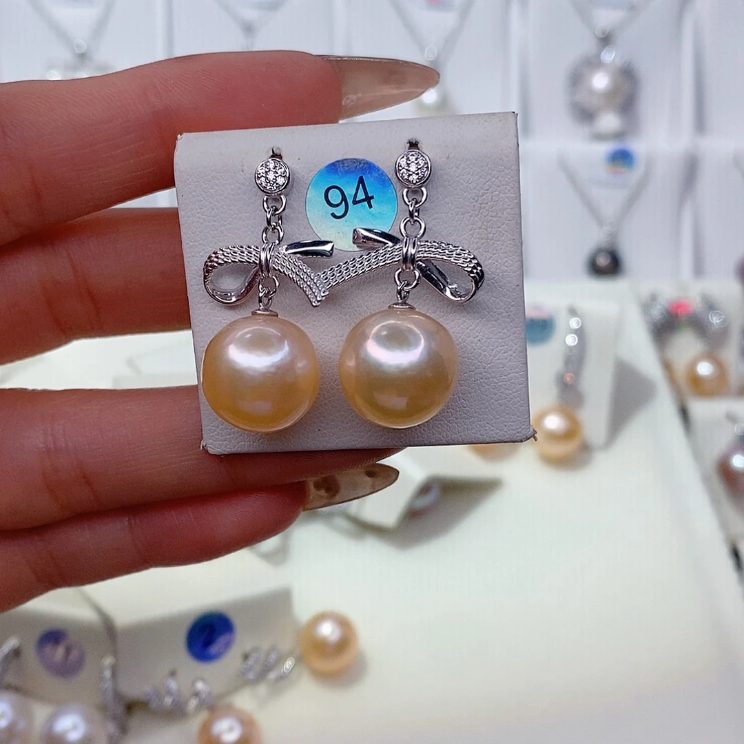我***富银S925镶嵌耳饰淡水珍珠13➕