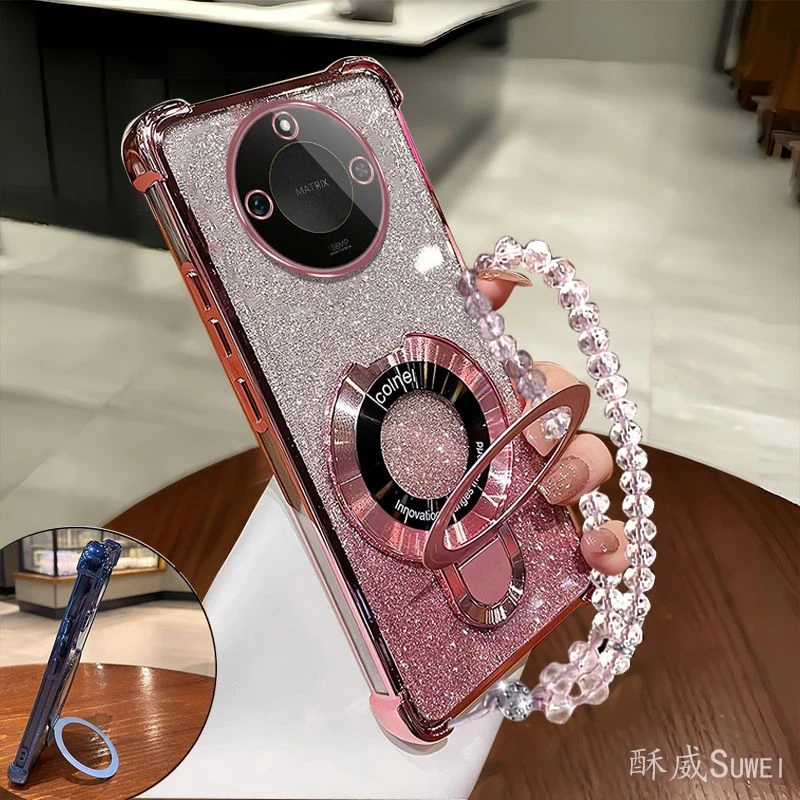 适用荣耀X70手机壳气囊防摔MTN-AN00高档女款支架软壳Honor带挂绳