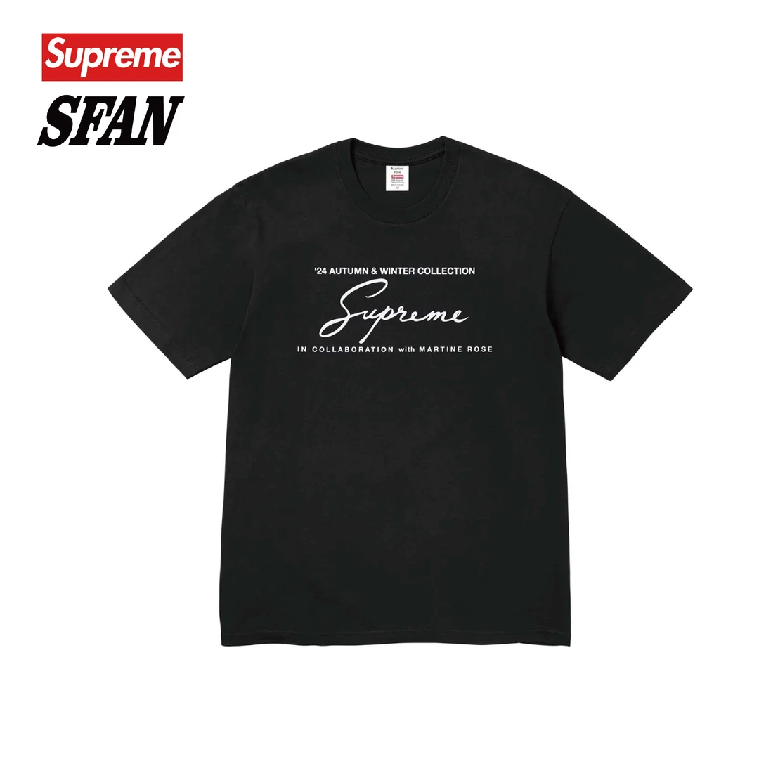 supremeMartine rose联名款 FW24 logo印花圆领短袖T恤 男女同款