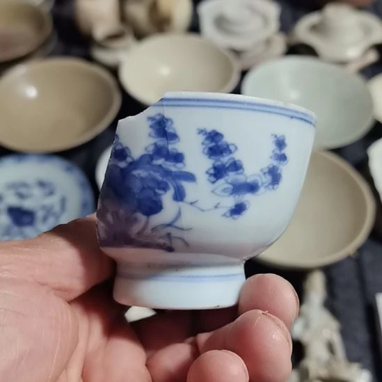 瓷片青花影青杯垫学习标本