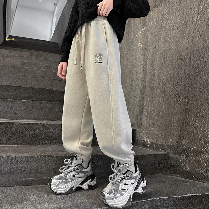 儿童冬装大女童装加绒束脚裤子一体绒秋冬款运动卫裤冬季6-12岁15