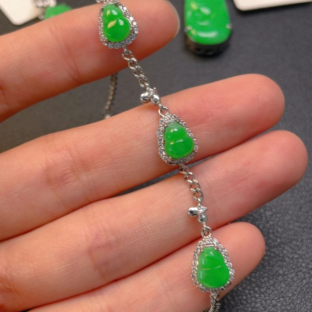 翡翠银S925镶嵌吊坠(不含链)手链