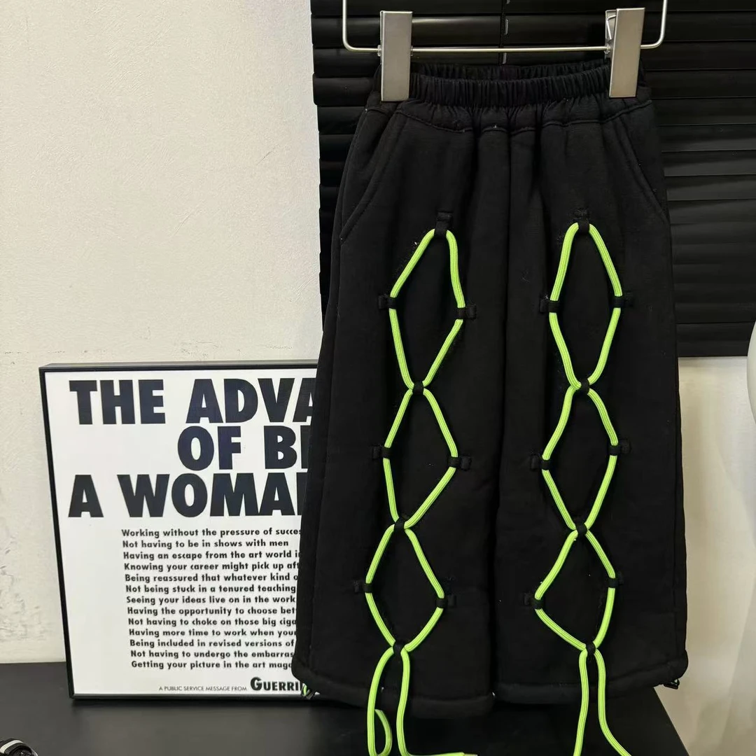 （系带卫裤）qw068轻微浮色儿童宽松潮流时尚男童重工卫裤qw068