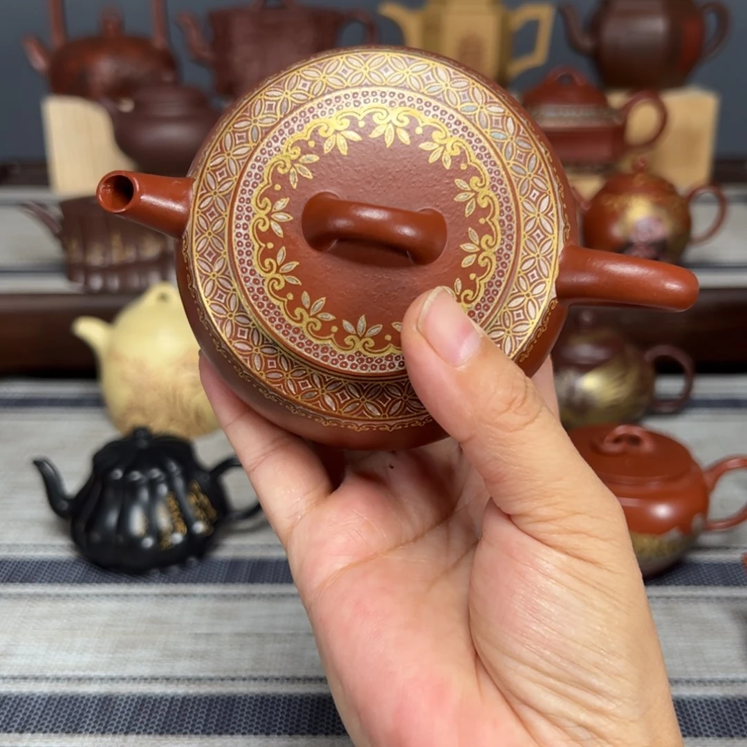 茶壶紫砂周盘金银绘