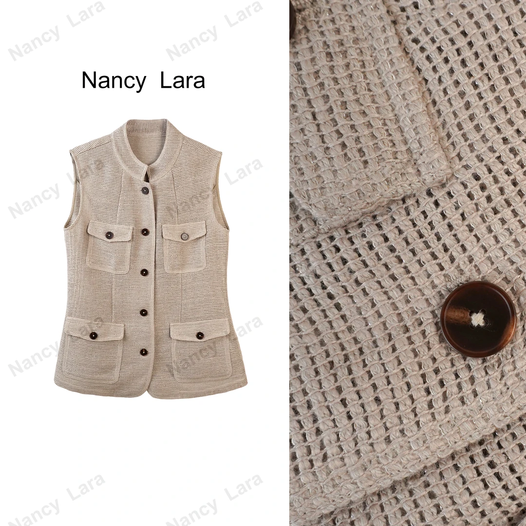 Nancy Lara 精致小镂空亚麻马甲 NL248XC871