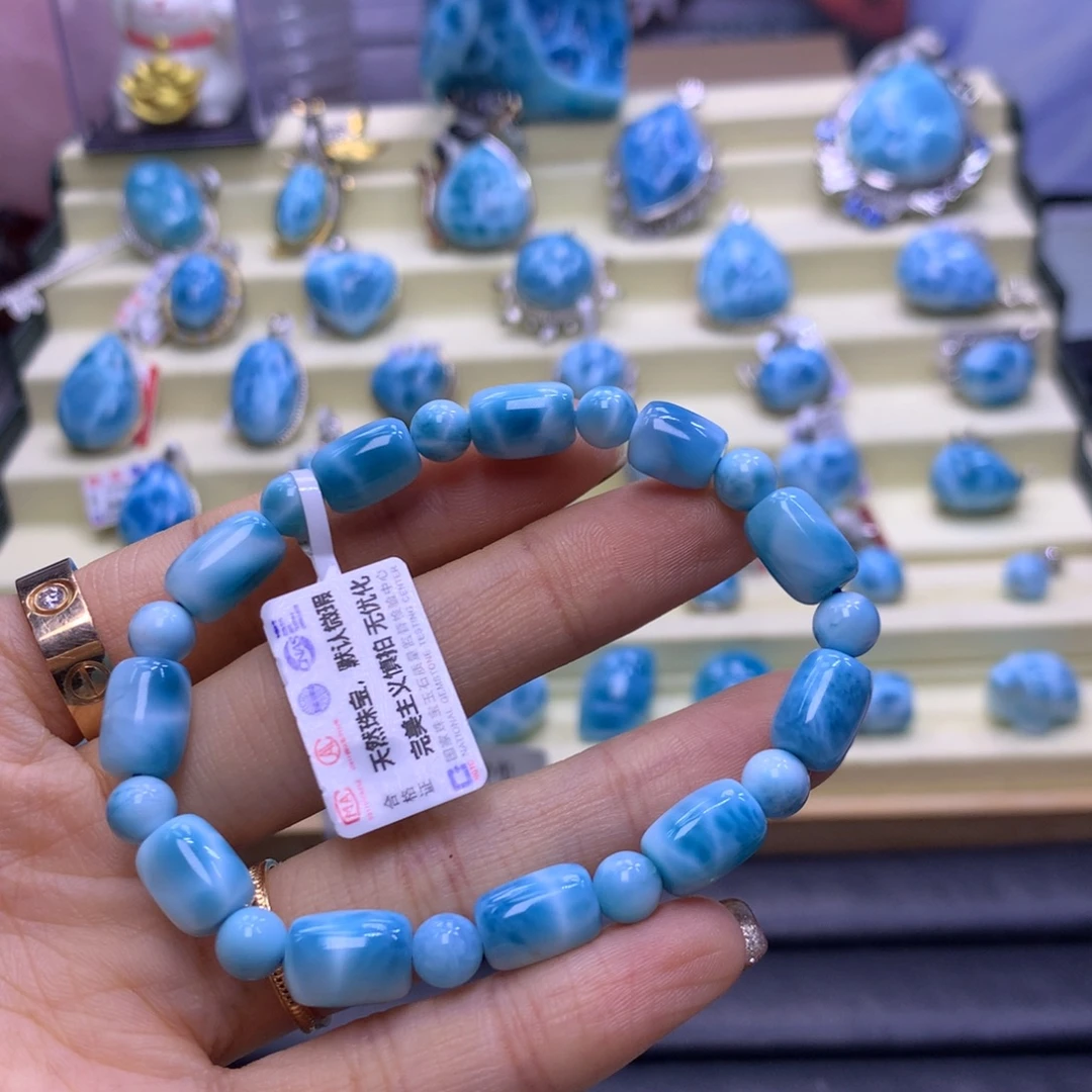 未镶嵌针钠钙石(海纹石)手链精品玉化桶珠8m