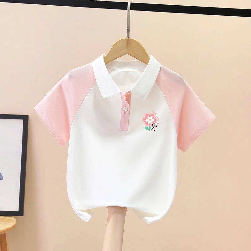 儿童短袖poloT恤2025新款洋气女孩夏装上衣女童中大童Polo