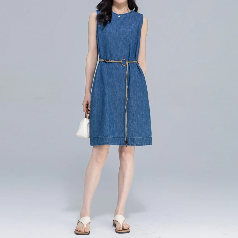 牛仔裙2025新款薄款复古无袖长裙海边度假连衣裙夏季显瘦宽松裙子