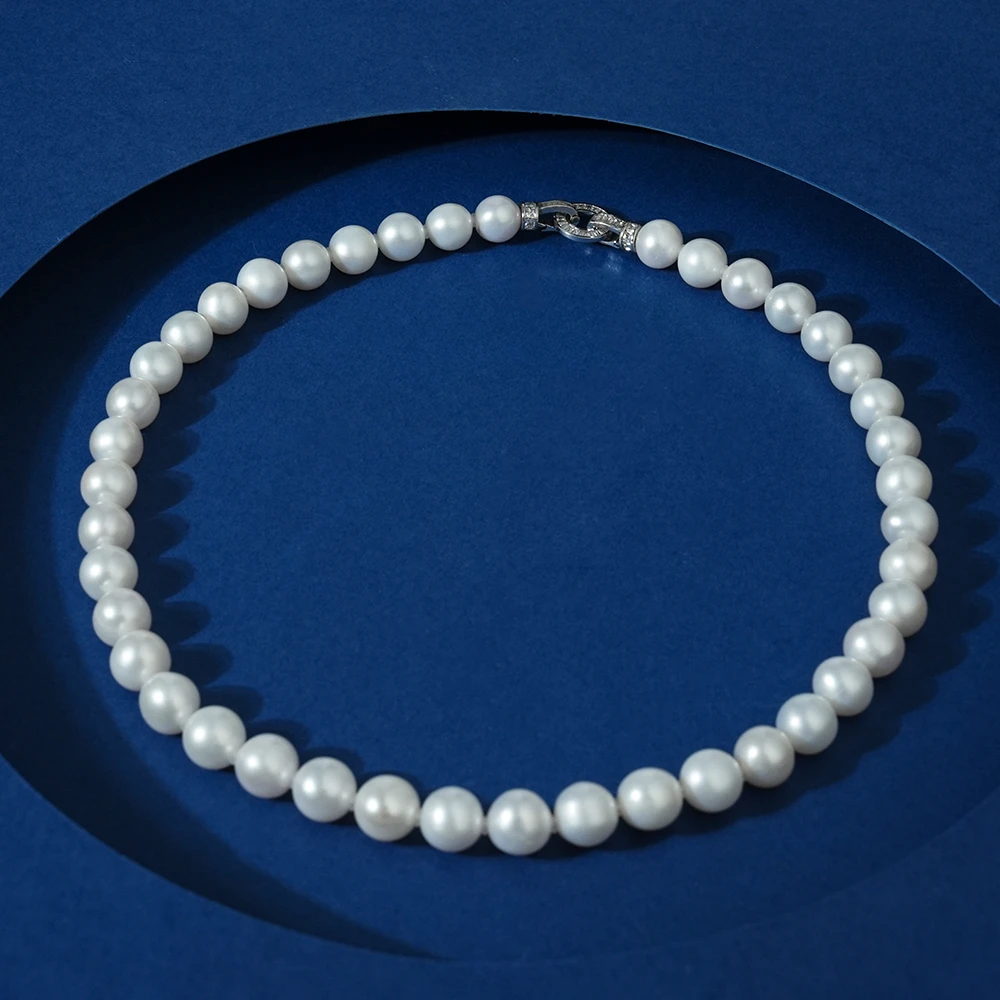 10-11mm雪晴 银925无核淡水珍珠项链冷白伴彩强光45cm