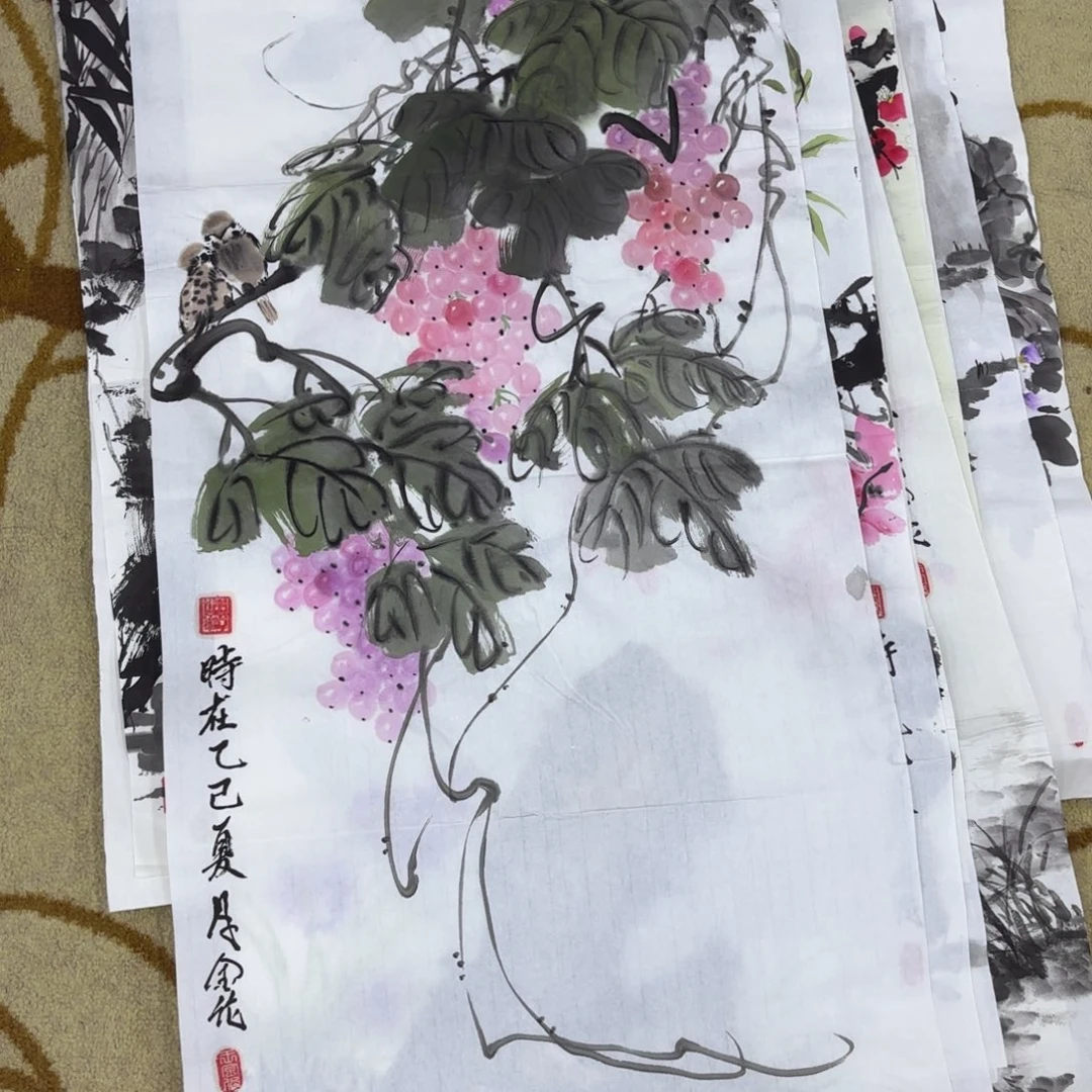 国画三尺花鸟作品童