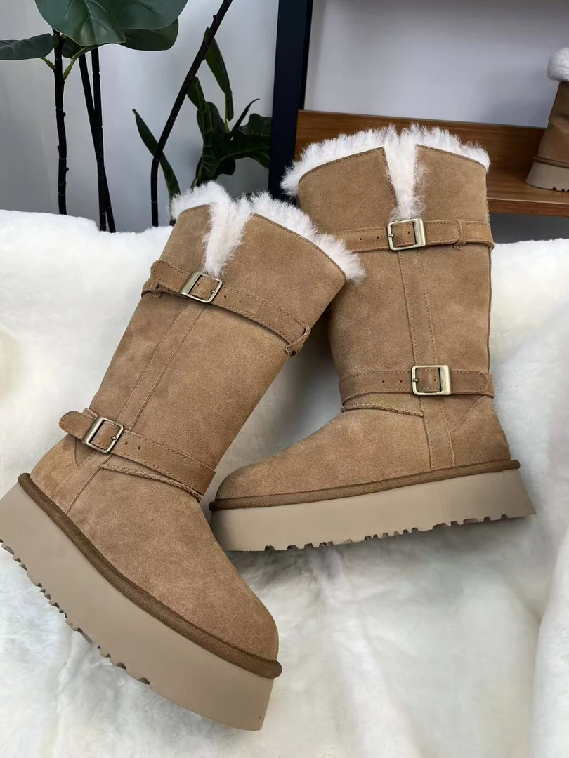 2025新款雪地靴厚底高筒骑士靴时尚百搭冬季保暖加厚