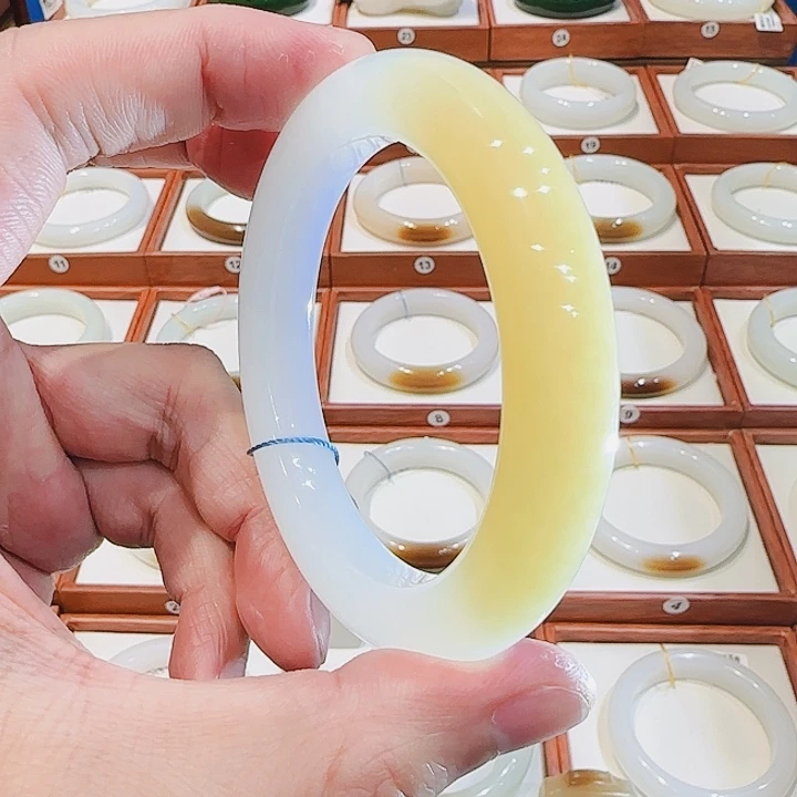 和田玉未镶嵌手镯冰黄糖羊脂白55 56