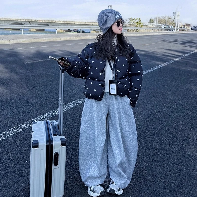 女童棉衣外套2025冬新款女孩超好看夹棉加厚爱心保暖棉服儿童冬装