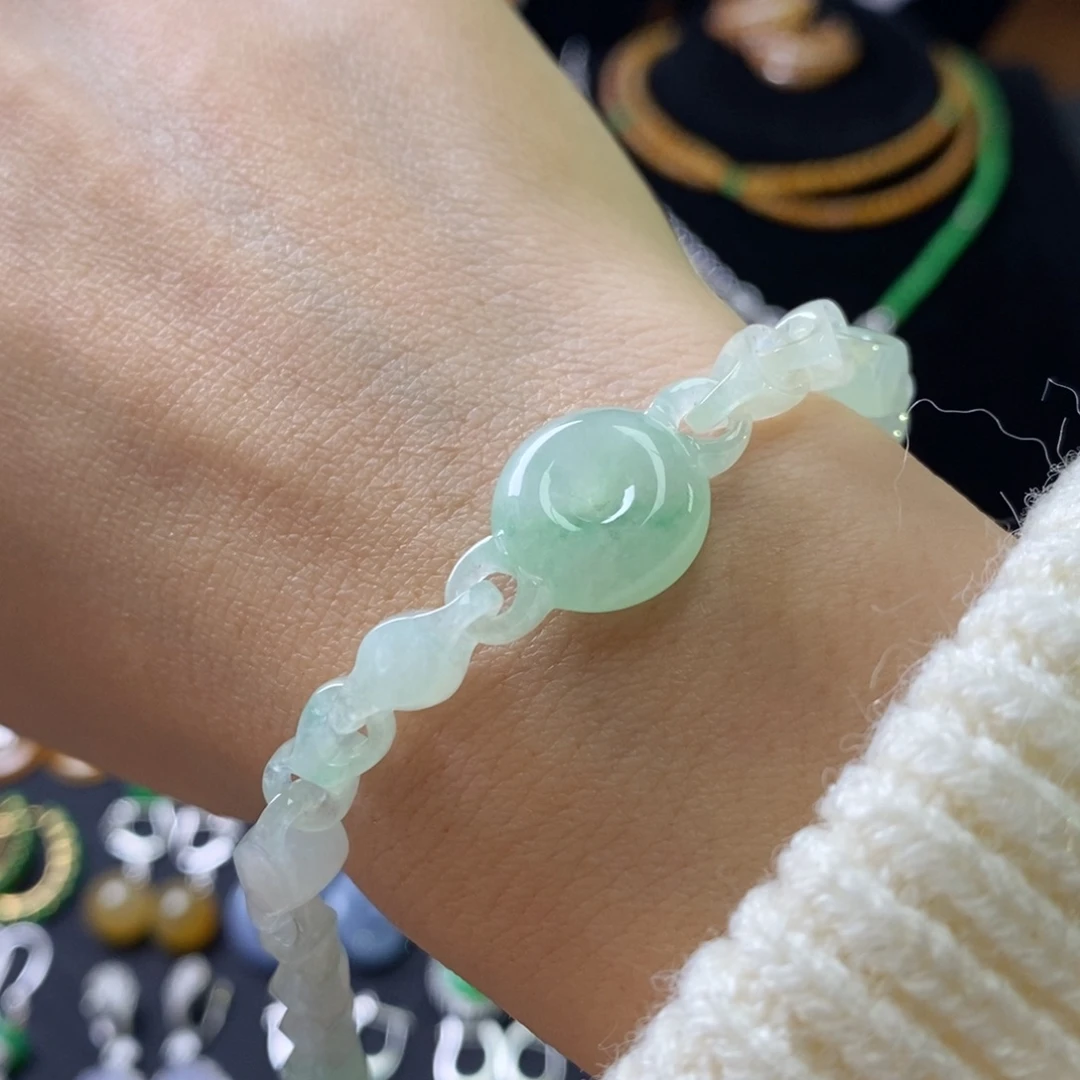 翡翠裸石糯冰拉环