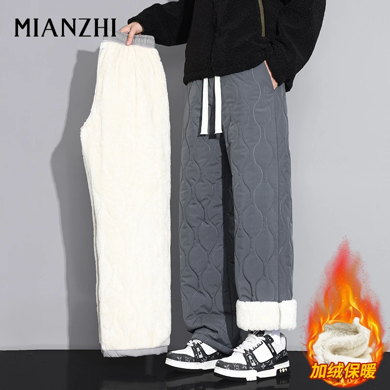 棉致加绒加厚棉裤男秋冬季保暖羊羔绒休闲裤宽松百搭直筒裤运动裤