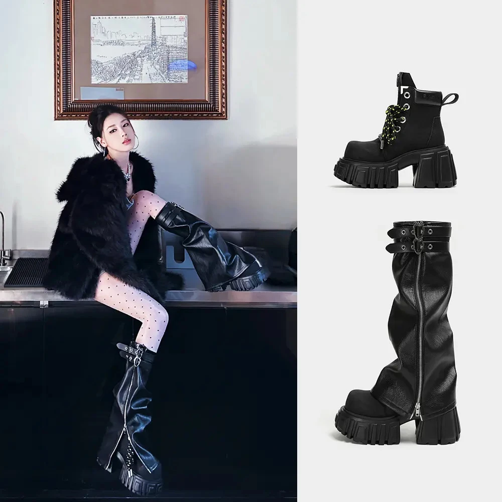 【DanaZana专属】方元日记12cm女团马丁靴明星同款长筒靴厚底增高