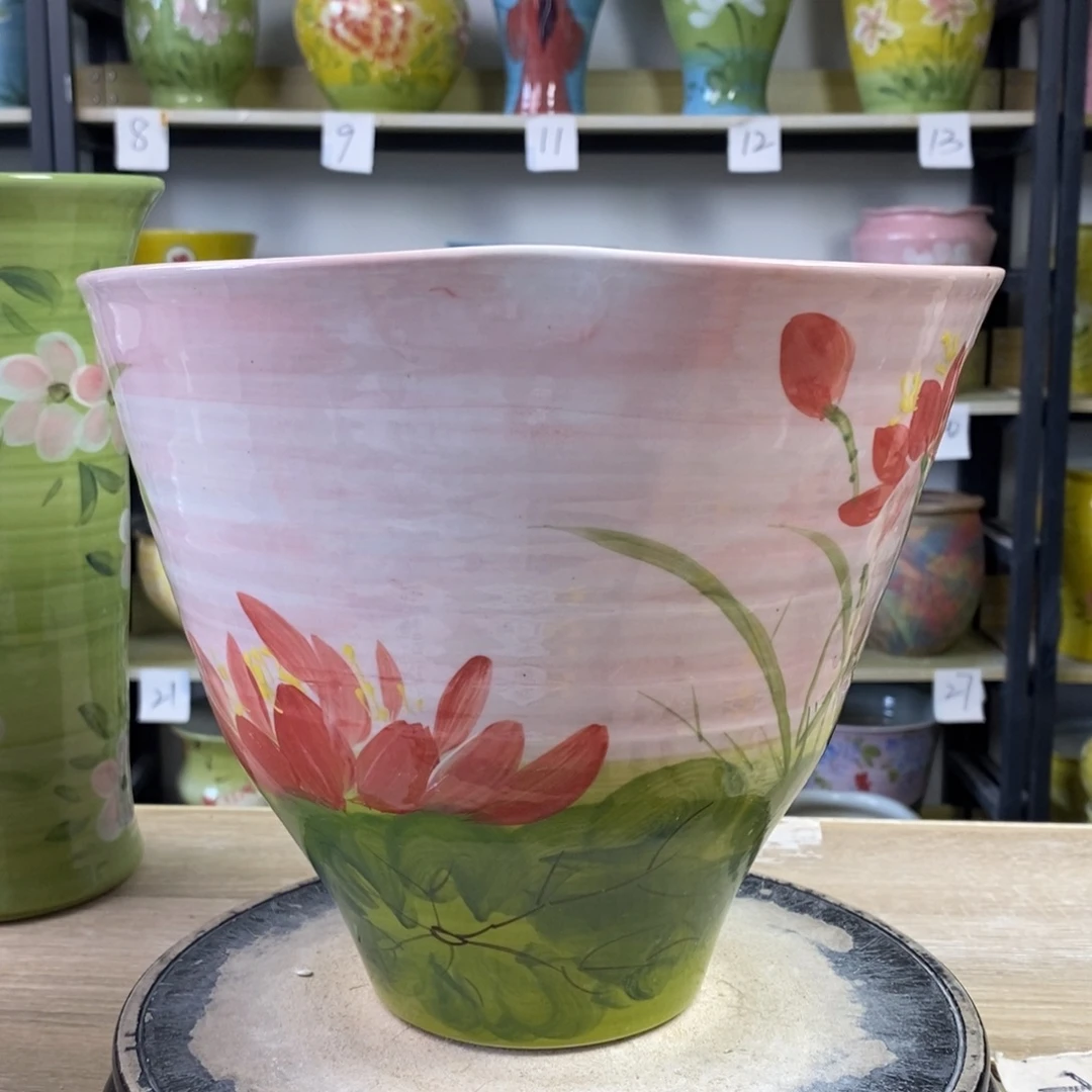 景德镇手工手绘陶瓷花盆