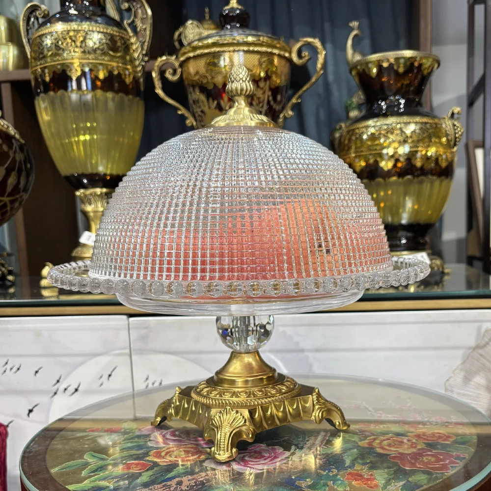 新款全铜水晶玻璃二合一大托盘面包盘糕点盘水果盘