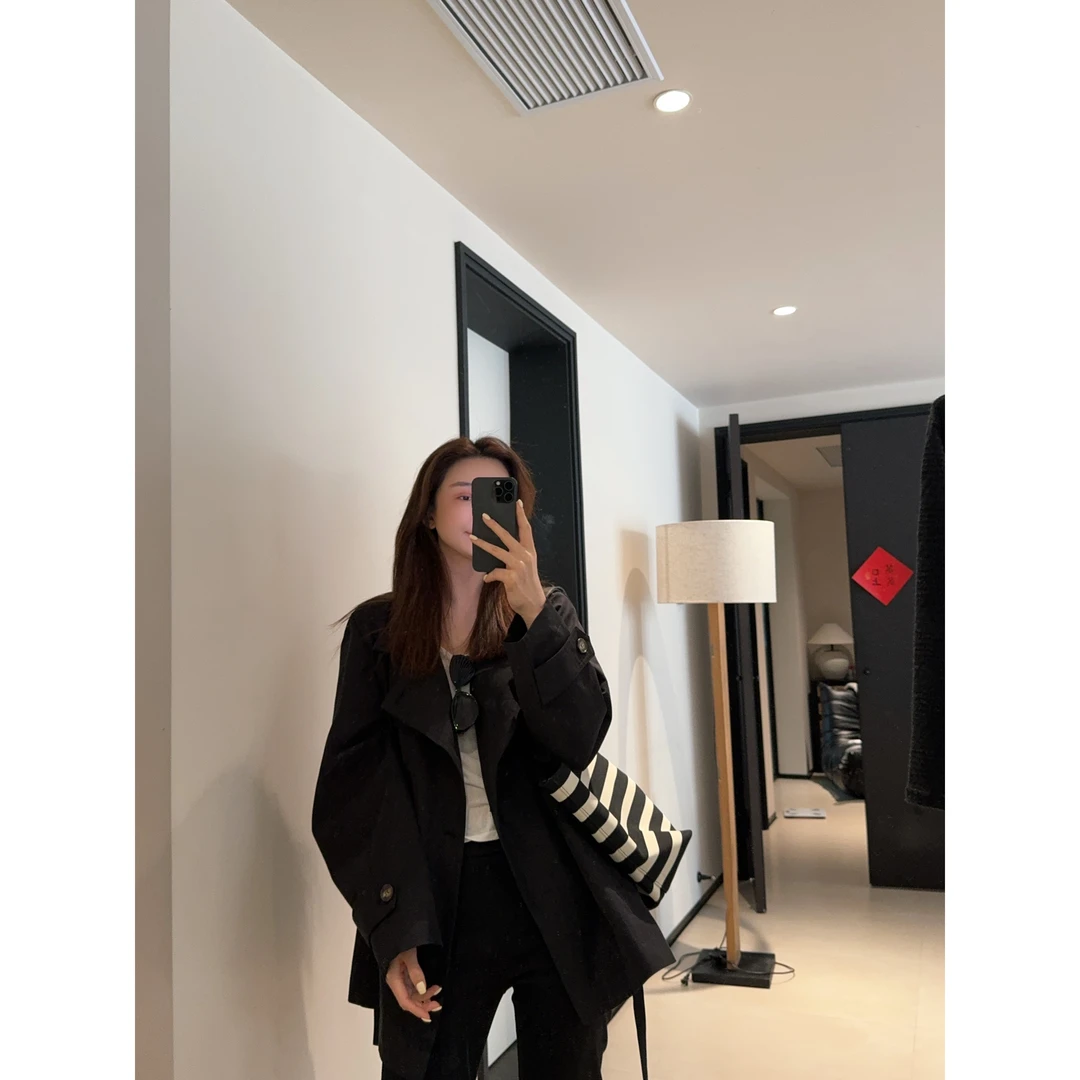 ［IAMMEIYA］-大骨架穿搭 绿茵 中长款风衣90018