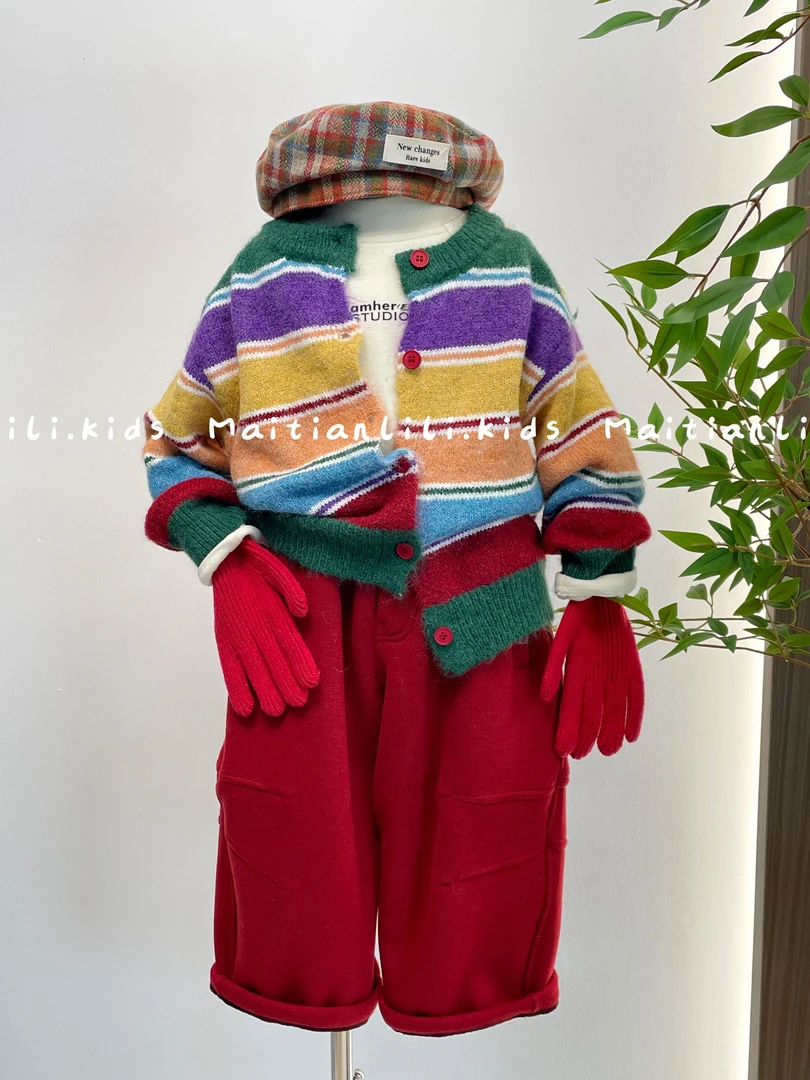 麦田里里.儿童毛衣25冬新款童装男女童多巴胺圣诞服儿童年服开衫