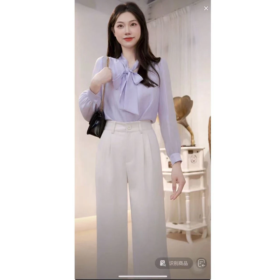 TM春夏高级感西装裤女高腰垂感窄版阔腿裤休闲直筒裤004