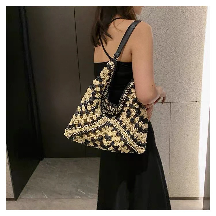 法式复古编织包森系田园包包通勤百搭单肩腋下包镂空手提托特包