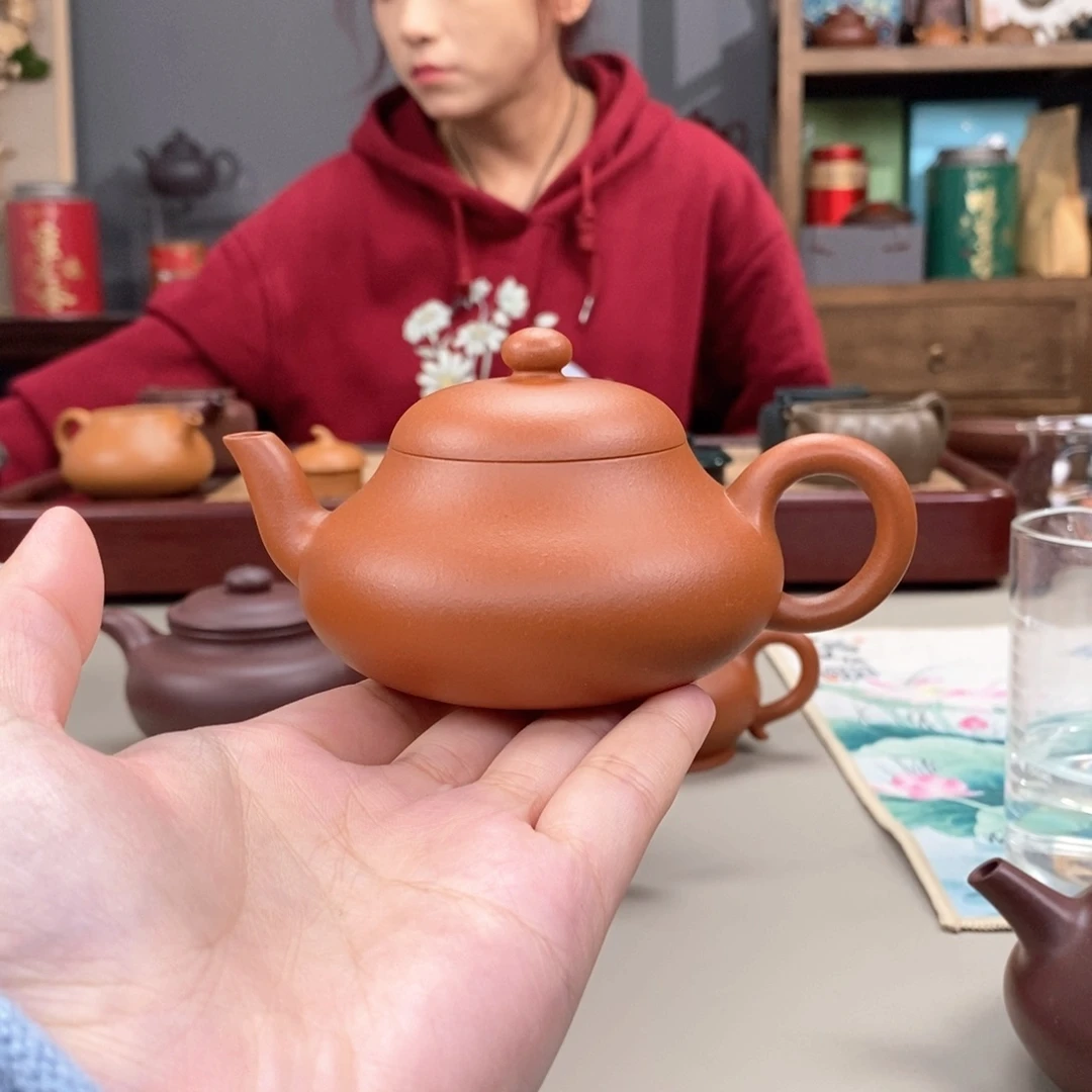 紫砂茶壶生砂朱泥君德半手140cc