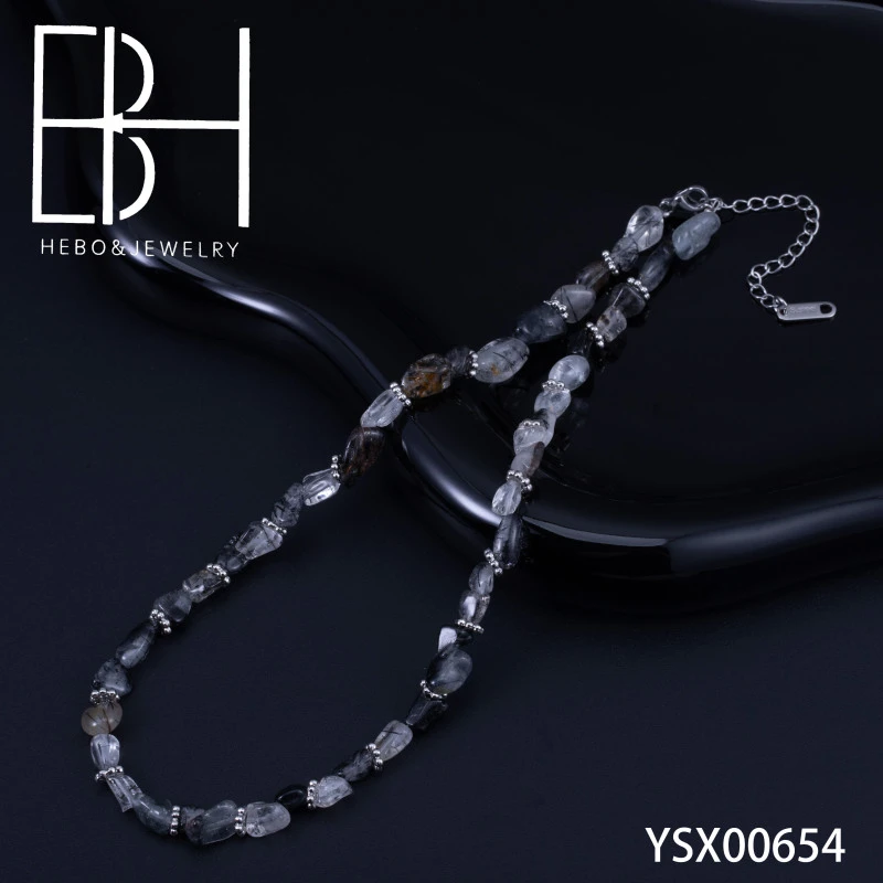 钛钢石英石项链 手工DIY项链0654