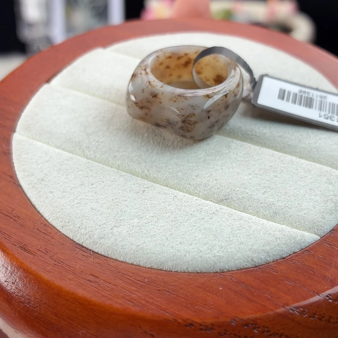 和田玉（糖玉）未镶嵌戒指r35桂花糕猫耳16.1