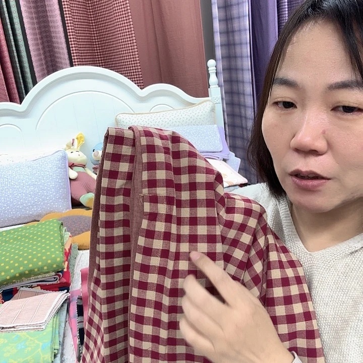 棉棉红格双人被罩