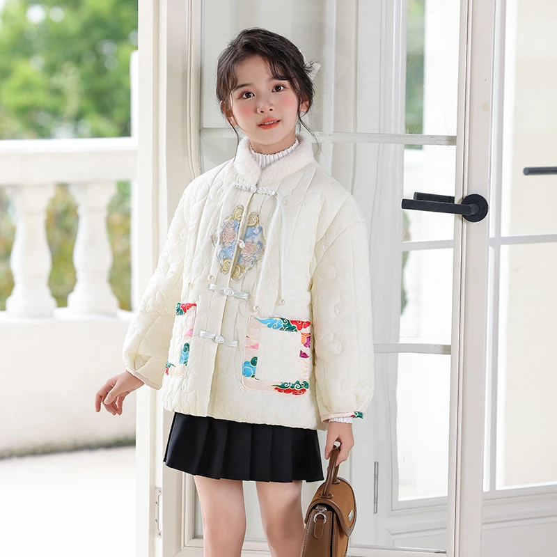 女童冬款外套2025新款儿童中国风时髦棉服小女孩冬季夹棉女孩棉袄