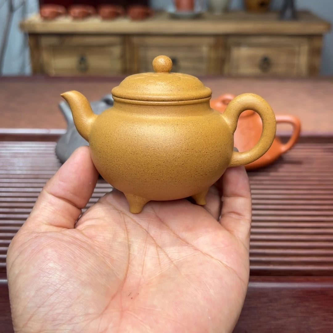 紫砂茶壶大彬如意100毫升黄金段