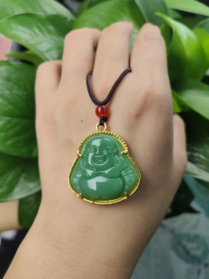 璀璨夺目,独具匠心+时尚大气经典苹果绿佛公项链