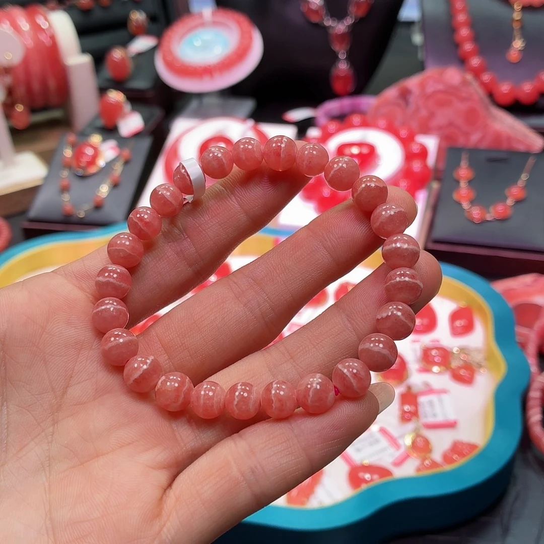 菱锰矿（红纹石）未镶嵌手绳