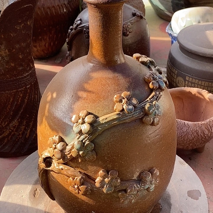 紫砂花盆口5.5高度27无孔处理