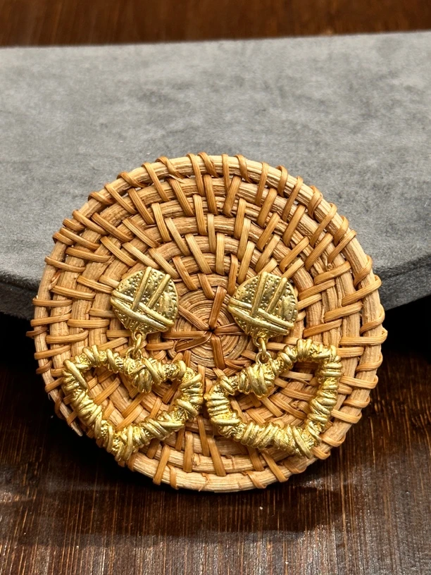 铜合金耳饰 铜合金中古重工耳饰【3068】中古收藏