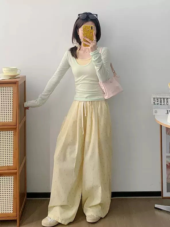 多巴胺上衣吊带搭配裤子套装-459103