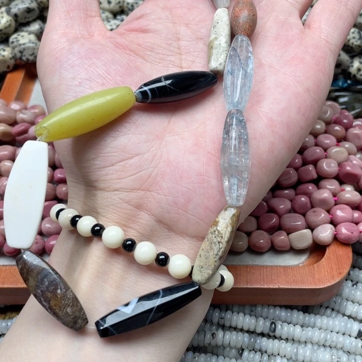 玛瑙/玉髓合金珠宝半成品一条多宝