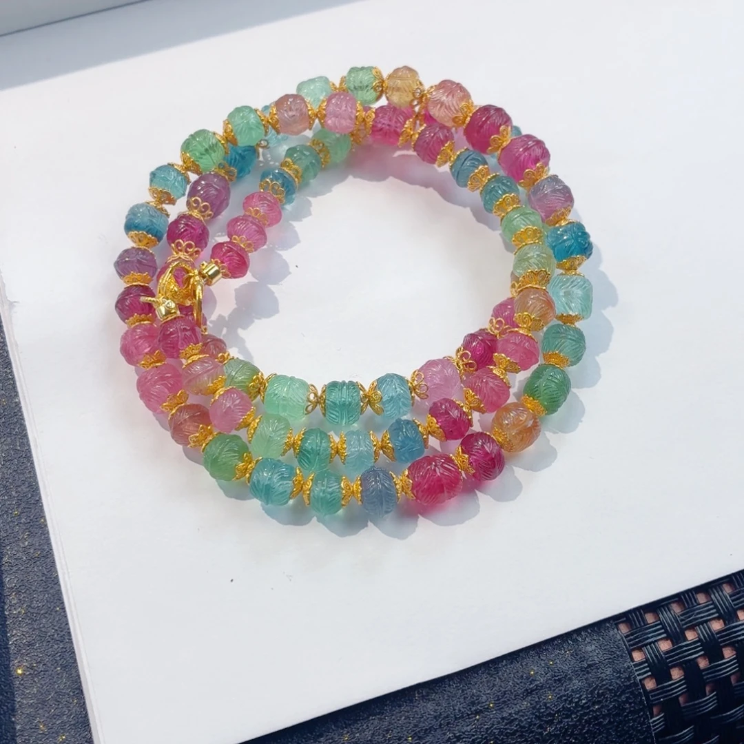 —***谦未镶嵌碧玺项链碧玺项链，不退换