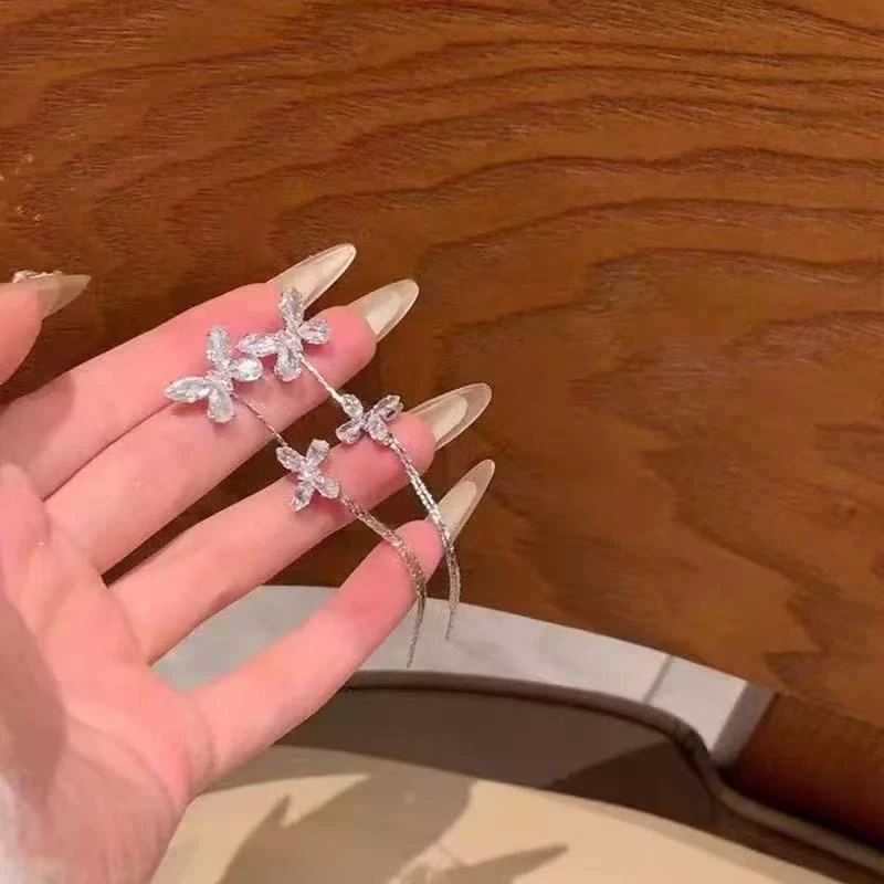 铜合金耳饰 轻奢气质百搭长款精致甜美仙气温柔时尚耳钉5533