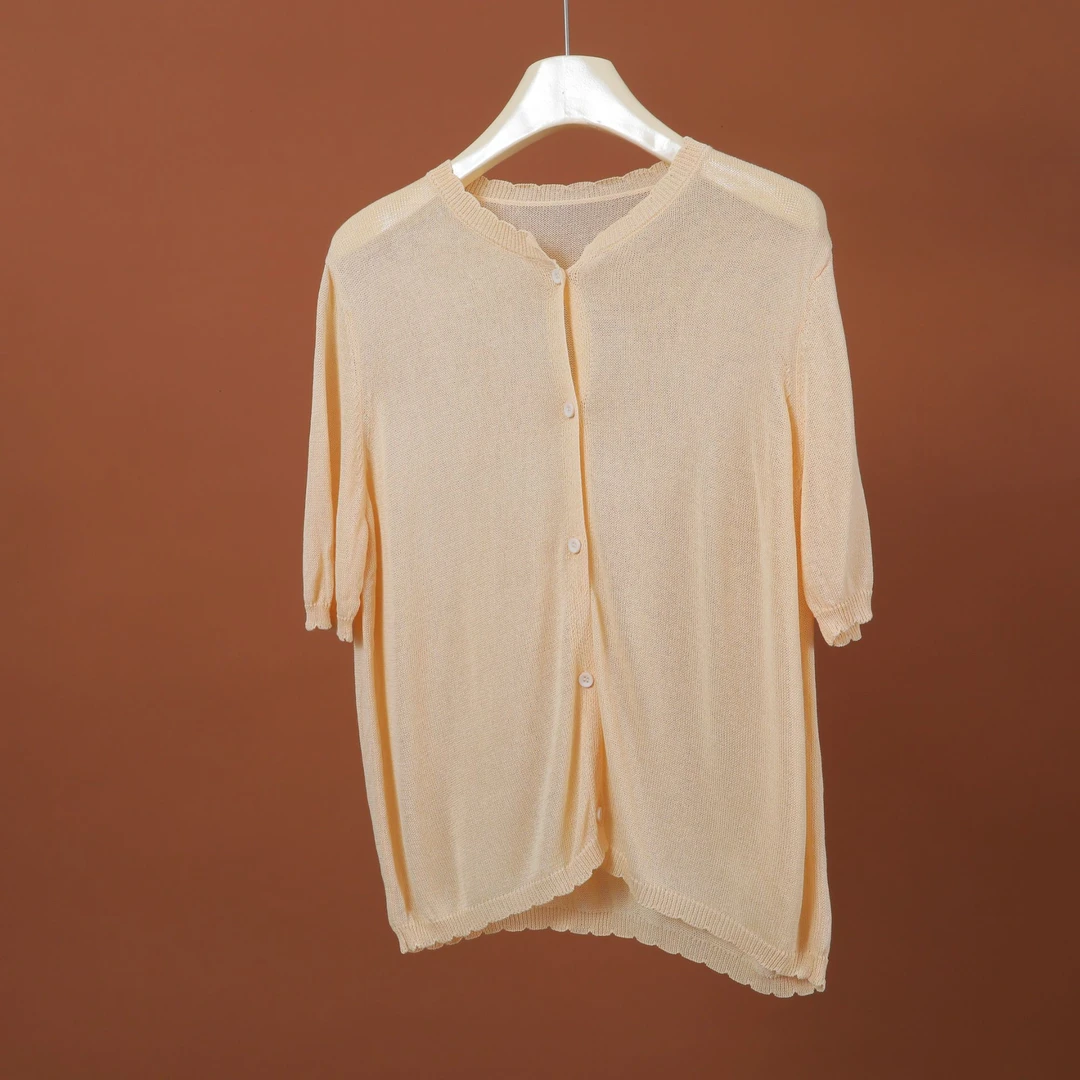 R-00565  轻薄凉爽不闷热！夏季女士时尚简约纯色宽松百搭针织衫