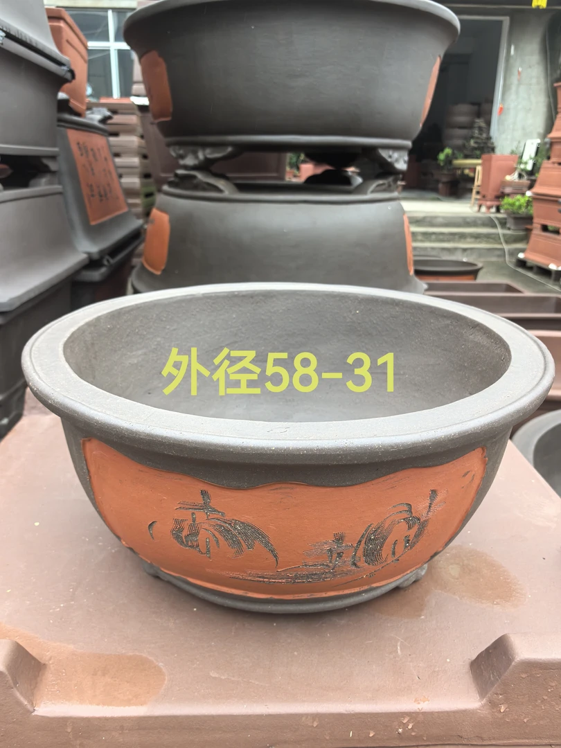 特大号圆形紫砂花盆虎头特大盆适用于室外庭院老桩盆景种植
