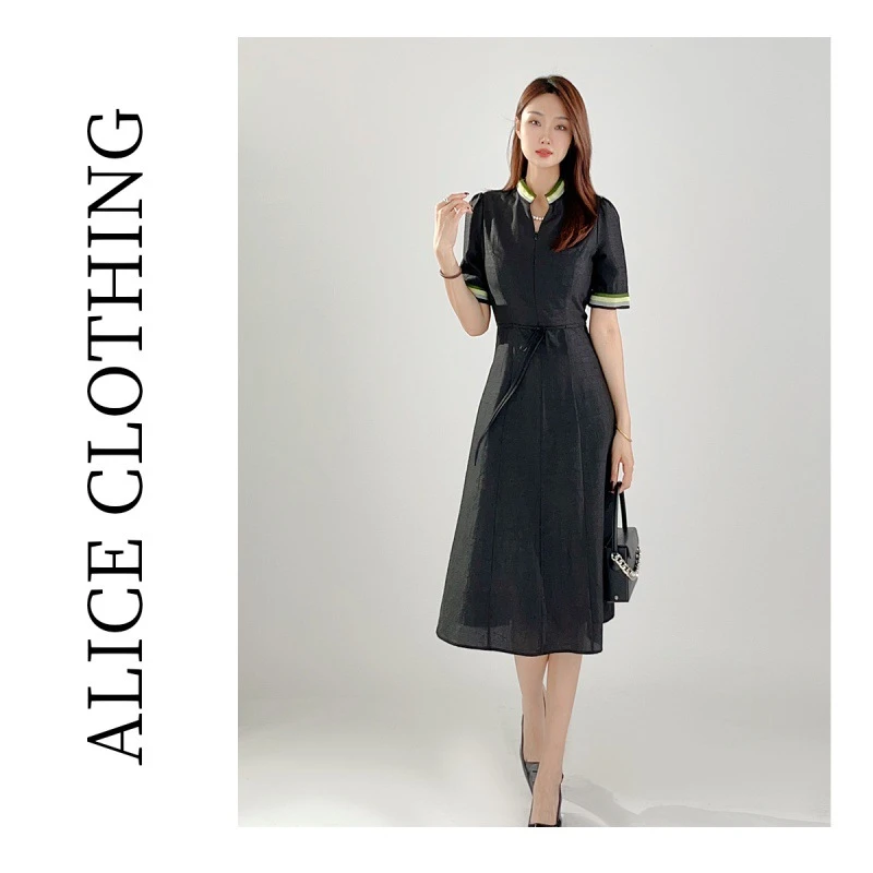 1 alicelulu“岁月如歌”连衣裙优雅拼色轻奢真丝280059W