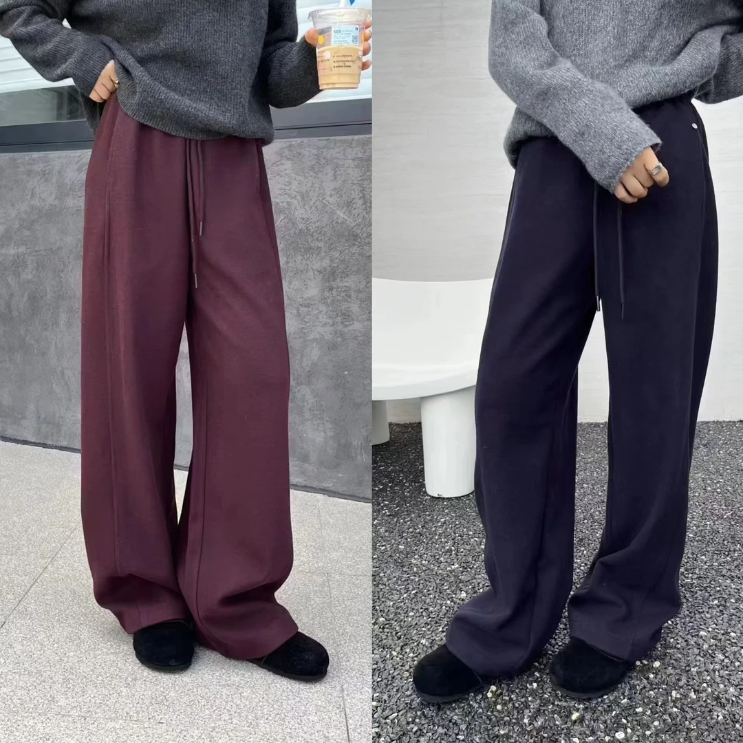 东大门精选6655松紧腰贝壳扣冬季加绒新款韩系显瘦拖地糯米裤