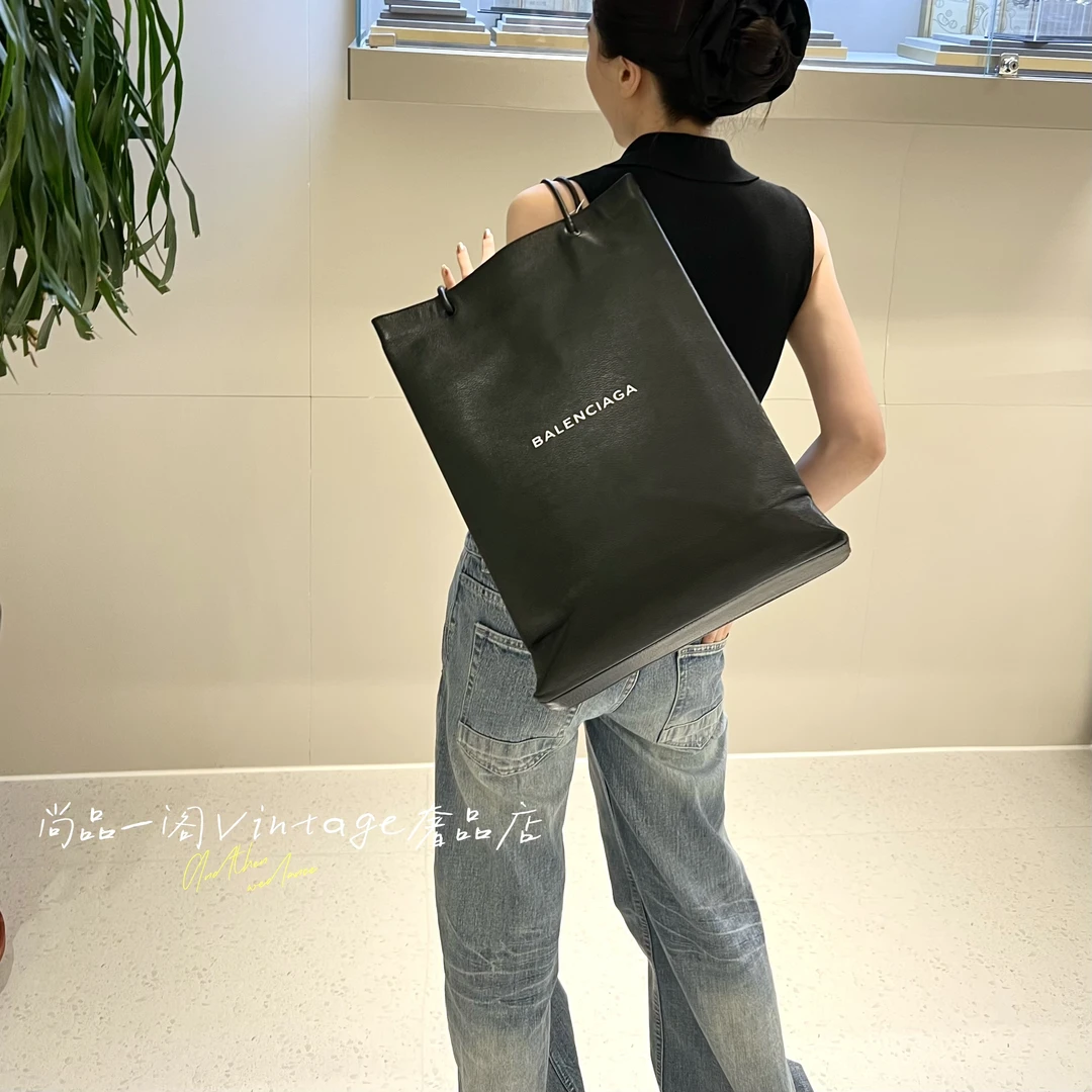 95新 Balenciaga/巴黎世家 尚品一阁/黑色购物袋单肩包