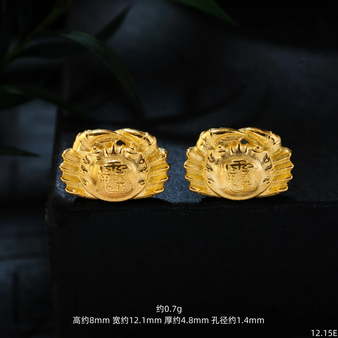 【金豆VIP】18K金实心金太岁令螃蟹钳八方来财隔珠编绳手串项链配件