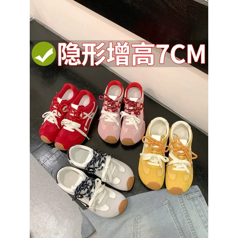 7cm内增高德训鞋女小个子显高2025新款复古户外休闲运动阿甘鞋子